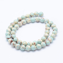 Aquamarine Synthetic Imperial Jasper Beads Strands, Round, Aquamarine, 4mm, Hole: 1mm, about 81~82pcs/strand, 14.5 inch(37cm)