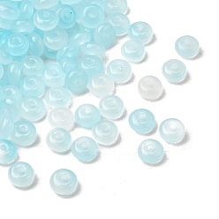 Голубой Окрашенные в духовке бусины из искусственного нефрита, рондель, голубой, 6~6.5x3.5 мм, отверстие : 1.2~1.4 мм, Около 5000 шт / 1000 г