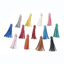 (52) Непрозрачная лаванда Кожаный шнурок с кисточкой большие подвески, с застежками, разноцветные, 110~115x15 мм, отверстие : 4 мм