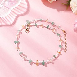 Зеленый Авантюрин Женские ожерелья с натуральным зеленым авантюрином и цитрином, а также стеклянными изюминами, золотые, 15.16 дюйм (38.5 см)