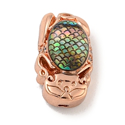 Розовое Золото Латунь микропаве фианиты с бусинами из смолы, рыба, розовое золото , 17x10x6 мм, отверстие : 1.6 мм