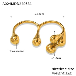 Золотой Палец кольца из нержавеющей стали, для женщин, слеза, золотые, размер США 7 (17.3 мм)