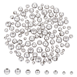 Stainless Steel Color 304 Stainless Steel Spacer Beads, Round, Stainless Steel Color, 3~6x2~5mm, Hole: 1~2.5mm, 400pcs/box