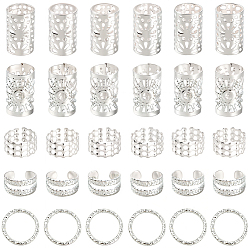 Серебро 200 шт. 5 стили железные накладки на волосы, Ужасная катушка, серебряные, 10~15x1.6~15.5 мм, внутренний диаметр: 9~12 мм, 40 шт / стиль