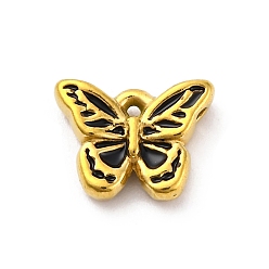 Черный 304 нержавеющей стальной эмали подвески, ионное покрытие (ip), реальный 18 k позолоченный, бабочка, чёрные, 8.5x11x3 мм, отверстие : 0.8 мм