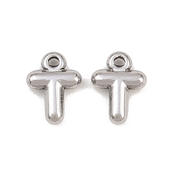 Letter T 304 подвески из нержавеющей стали, письмо амулеты, Письмо T, 9.5~10x2.5~9x2.5 мм, отверстие : 1.2 мм