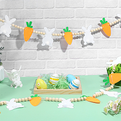 Разноцветный 2шт. фетровый кролик морковка и деревянные бусины для подвесных баннеров, украшения для пасхальной вечеринки, красочный, 2340 мм