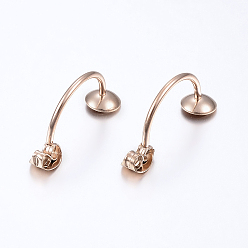 Rose Gold Ion Plating(IP) 304 Stainless Steel Ear Nuts, Friction Earring Backs for Stud Earrings, with Tray, Rose Gold, 23x6mm, Pin: 1mm, Tray: 6mm