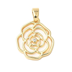 Настоящее золото 18K Латунные подвески из акрила, , реальный 18 k позолоченный, 17x15x3 мм, отверстие : 3x5 мм