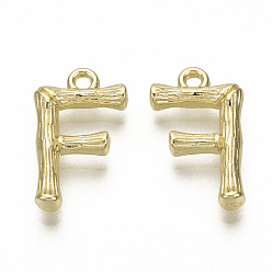 Letter F Подвески из сплава , без кадмия, без никеля и без свинца, бамбуковая буквица, реальный 18 k позолоченный, буква f, f: 17x10x3 мм, отверстие : 1.5 мм