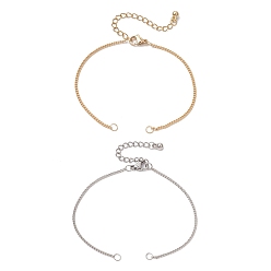 Platinum & Golden 2Pcs 2 Colors Brass Curb Chains Bracelet Making, Platinum & Golden, 6-3/4 inch(17cm), Hole: 3mm, 1pc/color