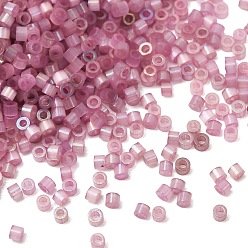 Flamingo Glass Seed Beads, Imitation Cat Eye Beads, Column, Flamingo, 1.6x1mm, Hole: 0.8mm, about 900pcs/bag