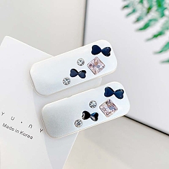 Белый Заколки для волос из сплава аллигатора, окрашенные распылением, для женщин и девочек, с эмалью и стразами, прямоугольник с бантом, белые, 40 мм