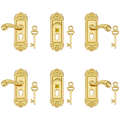 Oro 6pcs 3 estilos Tirador de puerta de armario de aleación de zinc con llave maestra, dorado, 24~24.5x9~16x4~5 mm, 2 piezas / estilo