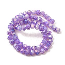 Medium Purple Imitation Jade Glass Beads Strands, Faceted, AB Color Plated, Rondelle, Medium Purple, 5x4.5mm, Hole: 1.2mm, about 70pcs/strand, 12.80''(32.5cm)