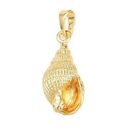 Настоящее золото 18K Латунные подвески, подвески в форме раковины, без кадмия и без свинца, реальный 18 k позолоченный, 23x10.5x8 мм, отверстие : 3x6 мм