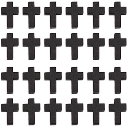 Черный 100Деревянные подвески шт., окрашенные, религия крест прелести, чёрные, 21~22x14~15x4~5 мм, отверстие : 1.8 мм