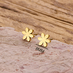 Цветок 304 из нержавеющей стали серьги, золотые, цветок, 8 мм