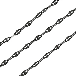 Черный Ионное покрытие (ip) 304 цепи из нержавеющей стали, кабельные цепи, пайки, с катушкой, Плоско-овальные, чёрные, 3x1.4x0.8 мм, около 32.81 футов (10 м) / рулон