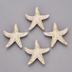 Marfil Colgantes de plástico ccb, encantos de estrellas de mar, metal dorado enlaced, blanco cremoso, 47~48x44.5~45x9.5~10 mm, agujero: 1.8 mm, Sobre 100 unidades / 500 g