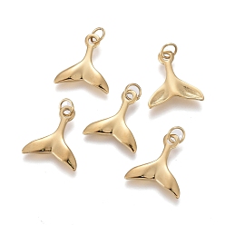 Золотой Ионное покрытие (ip) 304 брелоки из нержавеющей стали, с прыжковых колец, рыбий хвост кита, золотые, 12x11x1 мм, отверстие : 2 мм