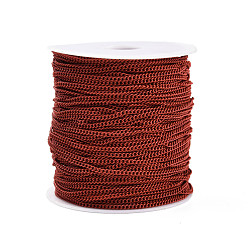 FireBrick Electrophoresis Iron Twisted Chains, Unwelded, with Spool, Solid Color, Oval, FireBrick, 3x2.2x0.6mm, about 328.08 Feet(100m)/roll