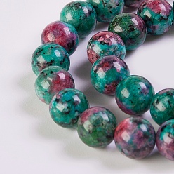 Ruby in Zoisite Synthetic Ruby in Zoisite Beads Strands, Round, 8mm, Hole: 1mm, about 49pcs/strand, 15.1 inch