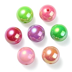 Mixed Color UV Plating Rainbow Iridescent Acrylic Beads, Round, Mixed Color, 17.5x17mm, Hole: 2.8mm