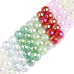 (123L) Белый крем непрозрачный блеск Нити из гальванически покрытых искусственным нефритом и непрозрачных и прозрачных стеклянных бусин, бусины разных стилей, круглые, с покрытием AB цвета, граненые, огнеупорный кирпич, 7.5~8x7 мм, отверстие : 1~1.5 мм, около 48~50 шт / нитка, 13.19~14.17 (33.5~36 см)