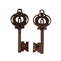 Красная Медь Сплавочные подвески тибетского стиля, без кадмия, без никеля и без свинца, отмычка, Красная медь, 42x16x2 мм, отверстие : 2.5 мм