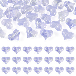 Medium Slate Blue 30Pcs Transparent Glass Beads, Heart, Medium Slate Blue, 14x17x9mm, Hole: 1.4mm