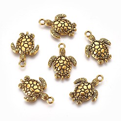 Античное Золото Подвески из сплава , без кадмия, без никеля и без свинца, Морская черепаха, античное золото , размер: около 23 мм длиной, шириной 16 мм , толщиной 2 мм , отверстие : 2 мм