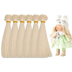 Светло-желтый 6 комплекты новых женских аксессуаров для волос, длинные и прямые накладные волосы с волшебной лентой для хвостиков, высокотемпературных париков, синтетические волосы, светло-желтый, 150 мм, 1 м / пачка