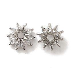 Платина Колпачки для бусин из прозрачного кубического циркония из латуни, долговечный, платина, 11.5x5 мм, отверстие : 2 мм