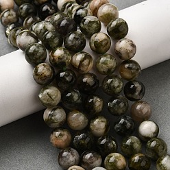 Темно-оливково-зеленый Натуральные лепидолитовые бусины, круглые, темно-оливковый зеленый, 11 мм, отверстие : 1 мм, около 36~37 шт / нитка, 14.96~15.35'' (38~38.5 см)