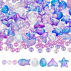 (52) Непрозрачная лаванда Комплекты фурнитуры из прозрачных стеклянных и акриловых бусин, окрашенных распылением, разнообразные, разноцветные, 12~15x8~15.5x5~7 мм, отверстие : 1~1.8 мм, 290 шт / комплект