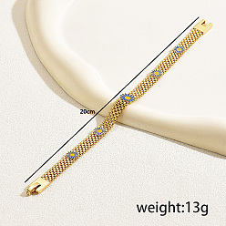 Золотой Браслеты из железной пантеры, браслеты с подвесками в виде эмалевых ромашек для женщин, золотые, внутренний диаметр: 7-7/8 дюйм (20 см)