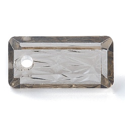 Satin Embossed Glass Rhinestone Pendants, Rectangle, Faceted, Satin, 14x7x4.2mm, Hole: 1.5mm
