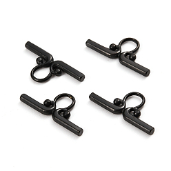 Electrophoresis Black 304 Stainless Steel Toggle Clasps Parts, Bar, Electrophoresis Black, 22x10x2mm, Hole: 5x4mm