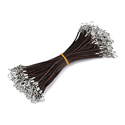 Кокосово-Коричневый Корейская вощеной шнур браслет полиэстера делает, с двойными железными карабинами, платина, кокосового коричневый, 155~160x1~1.5 мм