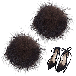 Кокосово-Коричневый Пряжка для обуви из искусственного меха норки, круглые, кокосового коричневый, 50x17.5 мм, 2 шт / комплект