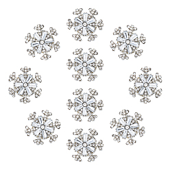 Платина 10шт. Застежки для значков в виде снежинок из сплава со стразами, со стеклом, платина, 17.5x16.5 мм