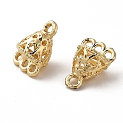Real 18K Gold Plated Rack Plating Zinc Alloy Chandelier Components Links, Long-Lasting Plated, Hollow Bell Connectors, Real 18K Gold Plated, 13x9x7.8mm, Hole: 1.4mm & 1.6mm