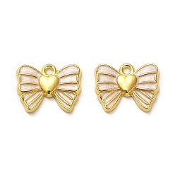 Golden Alloy Enamel Pendants, Bowknot Charm, Golden, 13.5x17x2mm, Hole: 1.6mm
