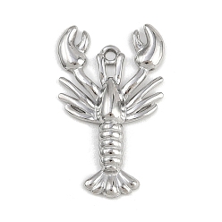 Нержавеющая Сталь Цвет Морские животные 304 подвески из нержавеющей стали, подвески в форме лобстера, не тускнеет, цвет нержавеющей стали, 29x17x3 мм, отверстие : 1.5 мм