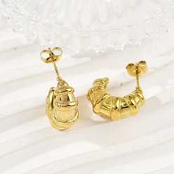 Настоящее золото 18K 304 из нержавеющей стали серьги, круассан, ионное покрытие (ip), реальный 18 k позолоченный, 17x7.5 мм