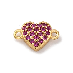 Настоящее золото 18K Подвески-сердечки с микропаве из латуни и пурпурным кубическим цирконием, стойки покрытие, долговечный, без свинца и без кадмия, реальный 18 k позолоченный, 7x11x3 мм, отверстие : 1 мм