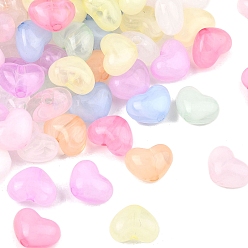 (52) Непрозрачная лаванда Прозрачные акриловые бусины, сердце, два тона, разноцветные, 10x13.5x8 мм, отверстие : 2.5 мм, Около 909 шт / 500 г