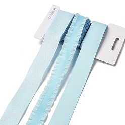 Светло-Голубой 9 ярдов 3 стилей полиэфирной ленты, для поделок своими руками, бантики для волос и украшение подарка, небесно-голубая цветовая палитра, Небесно-голубой, 1~1-1/8 дюйм (25~28 мм), около 3 ярдов / стиль