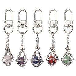 Нержавеющая Сталь Цвет Сумочка-цепочка из нержавеющей стали в стиле макраме, круглый натуральный лазурит, аметист, зеленый авантюрин, сердолик и розовый кварц, держатель, подвеска, украшения, цвет нержавеющей стали, 75 мм